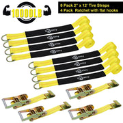 Upgraded Tire Basket Straps Wrecker Car Hauler Truck Tow Tire Wheel Tie Down 14 pack - Autojoy