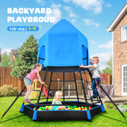 Jungle Gym with Platform and Tent, Climbing Toys with Monkey Bars for Kids