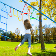 2x50ft Slackline and 8 Durable Obstacles with Monkey Bars for Kids