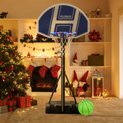 Poolside Basketball Hoop with Light 45''-59'' Adjustable Height Swimming Pool Basketball Hoop Goal System with 2 Balls and Pump