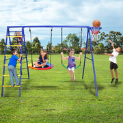 AC0201C- 440lbs 5 In 1 Combo Design Metal Swing Set with 2 Tree Swings and Climbing Ladder