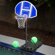 Poolside Basketball Hoop with Light 45''-59'' Adjustable Height Swimming Pool Basketball Hoop Goal System with 2 Balls and Pump - Autojoy